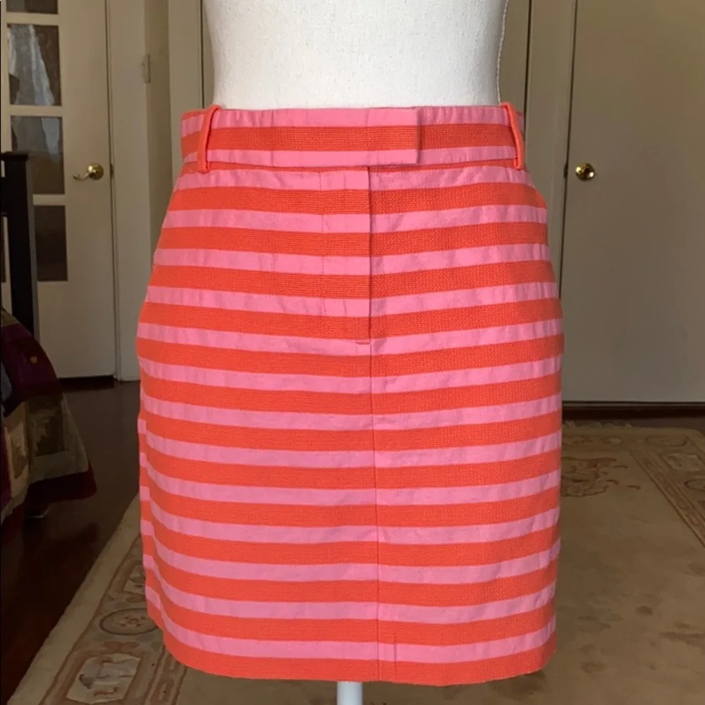 J. Crew pink and orange textured stripe mini skirt size 6
